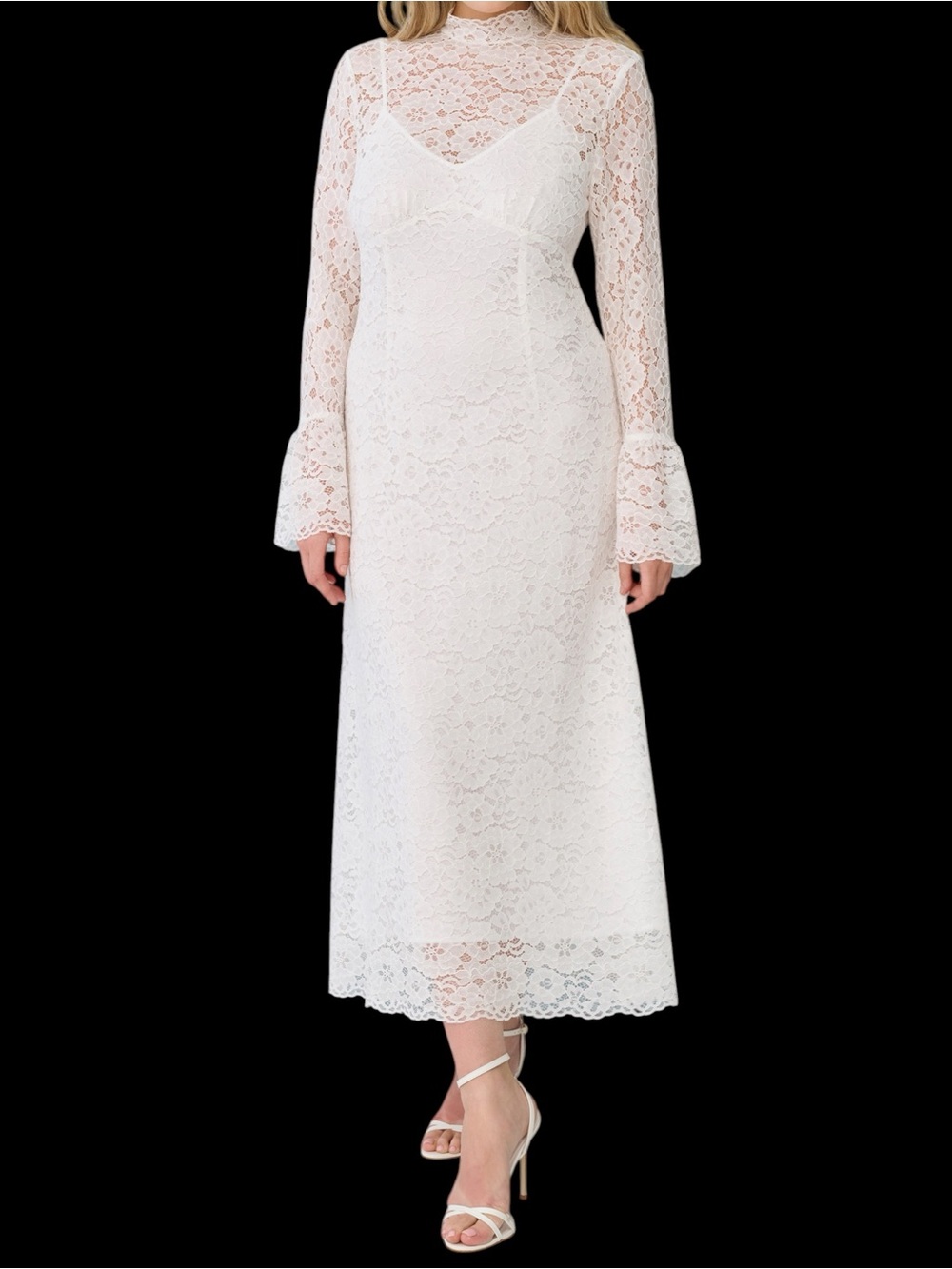 Few Moda Jen Dress Lace Midi Bridal Wedding NWT
